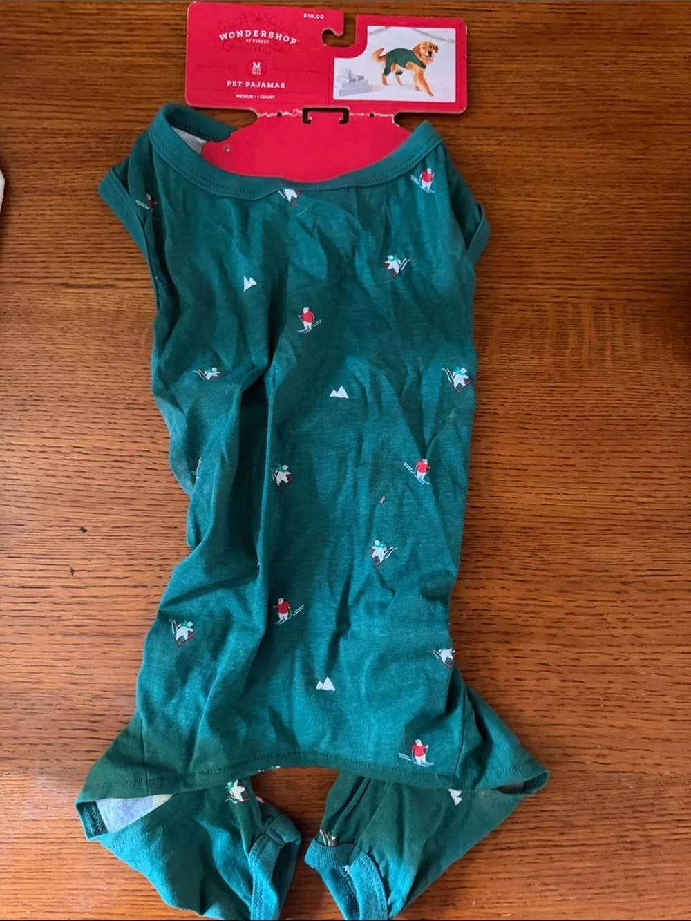Wondershop Green med dog Pajama Set with Skiers